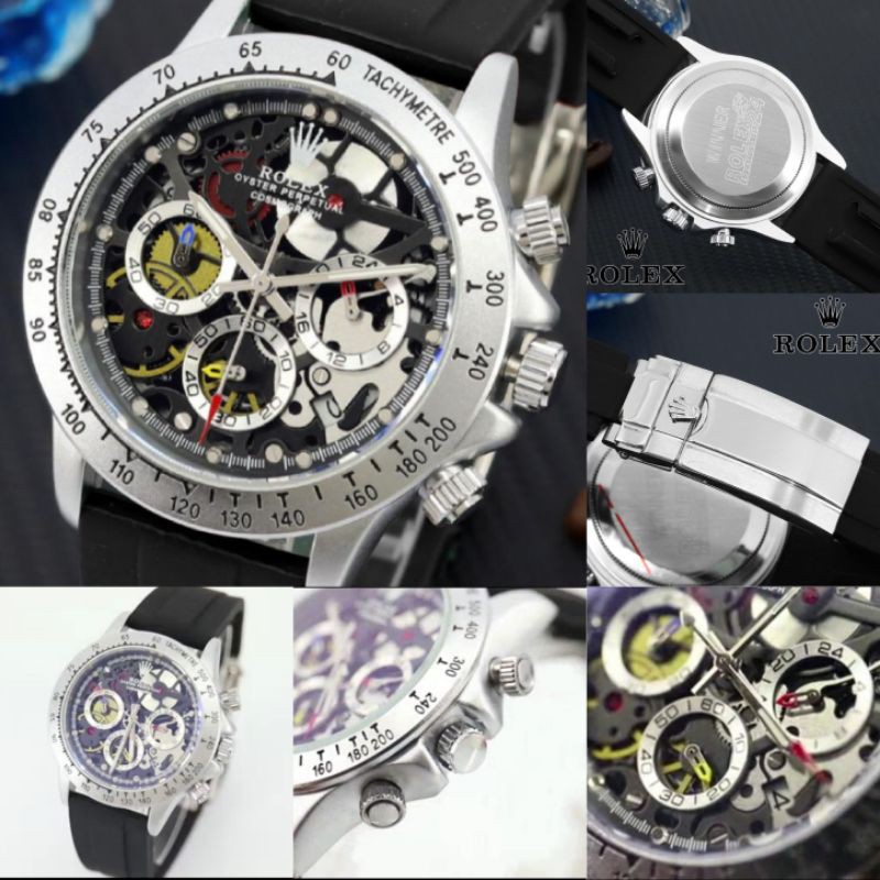 Jam Tangan Analog Pria Rolex Oyster Perpetual Chronograph Semi Super