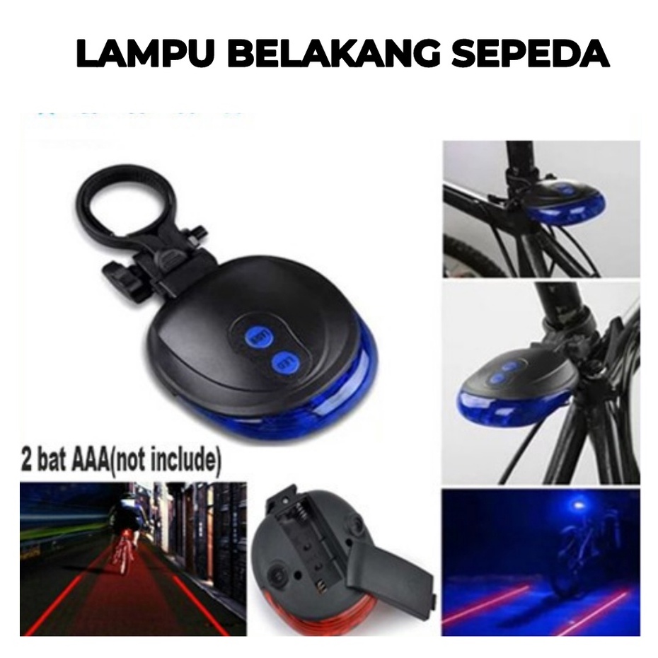 Trend-Lampu Belakang Sepeda Laser Tail Light Strobe / Bicycle Laser 5 LED Taillight/5 LED 7 Mode Sepeda