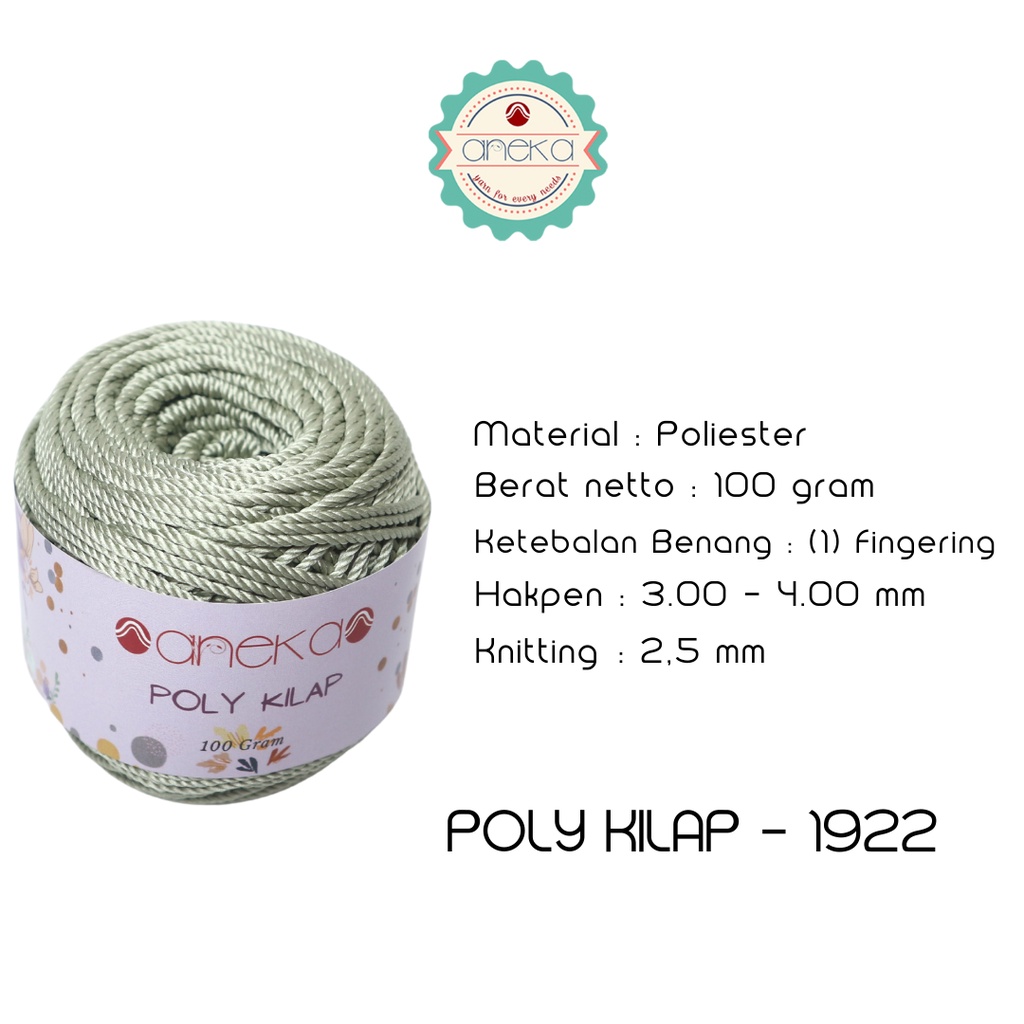 PREMIUM Benang Rajut Polyester/ Poliester / Poli Poly Kilap Warna - 1922