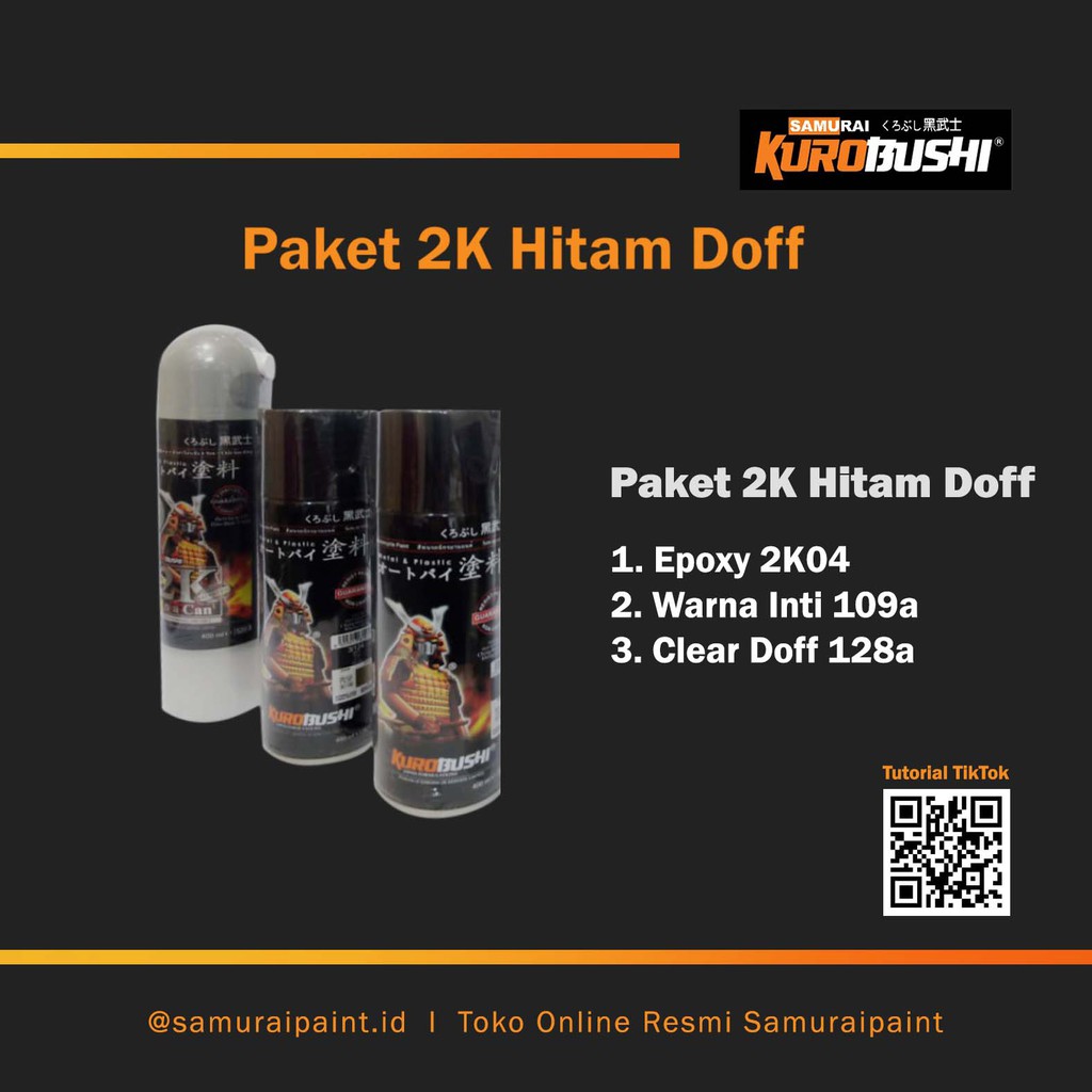 Paket 2K Hitam Doff, Samuraipaint Cat Semprot