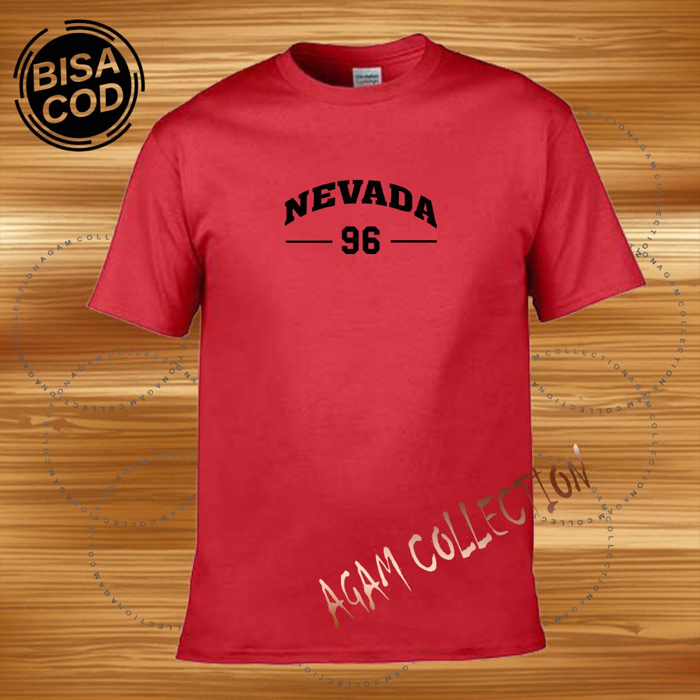 Agam Collection Baju Kaos Distro Nevada 96  Text Hitam Lengan Pendek Premium Quality