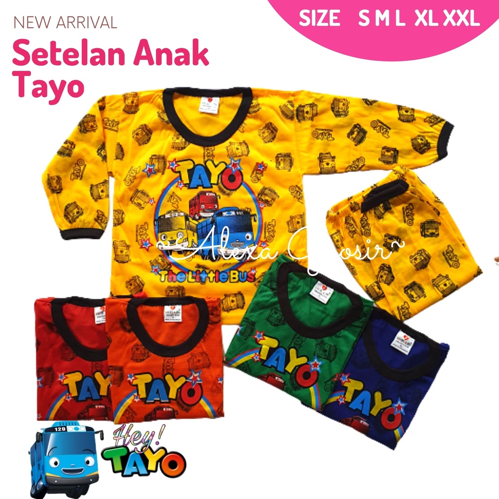 Baju Anak Setelan Lengan Panjang Motif Bus 2-3 tahun MhL Size L-ALEXA