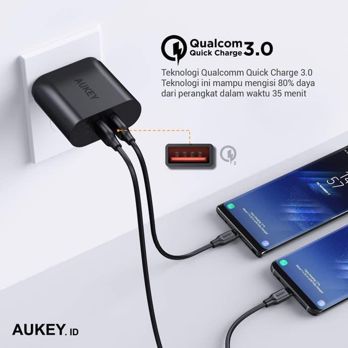 Aukey Charger 2 Port 36W QC 3.0 + Micro USB Cable - SKU : 500076