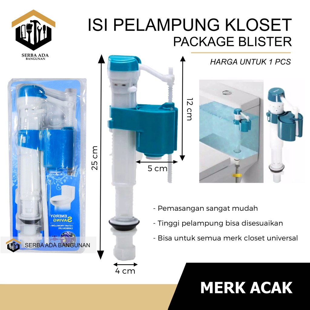 Pelampung Closet duduk Universal model dua flush engkol pelampung toilet pelampung kloset