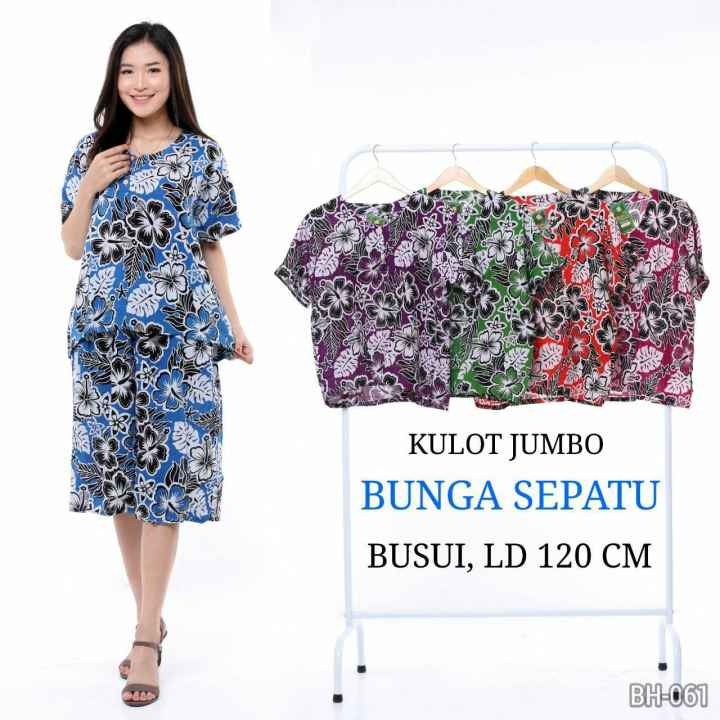 Setelan Kulot Jumbo - Stelan Kulot Jumbo - Kulot Jumbo Bunga Sepatu