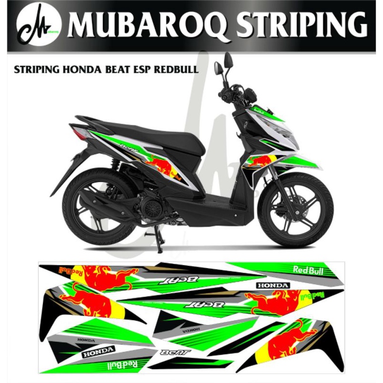 STIKER STRIPING HONDA BEAT ESP / STICKER VARIASI BEAT ESP MOTIF RED BULL
