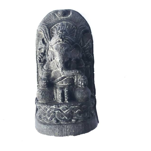 PAJANGAN MINIATUR PATUNG GANESHA DENGAN TEDENG KECIL BAHAN BATU UKURAN 13x6x4 cm - DEKORASI RUMAH