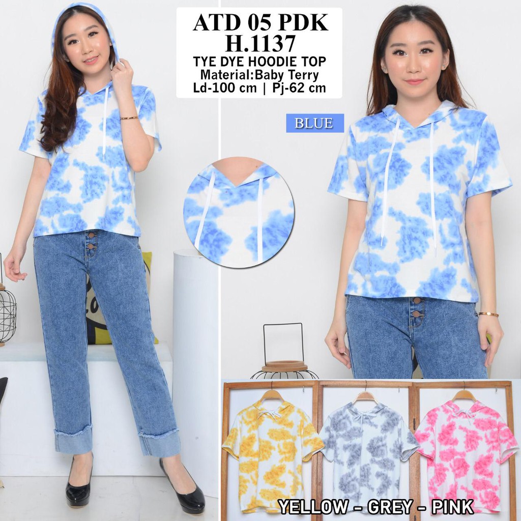 Baju Tiedie Wanita / Tie Dye T-shirt Tie die Lengan Pendek Capucon Tye Dye / Kaos Tay Day Cewek