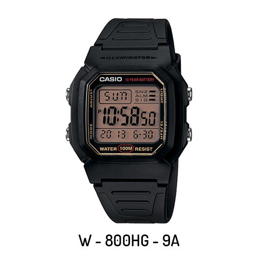 Casio Original W-800H Jam Tangan Pria - Digital - Karet - Hitam