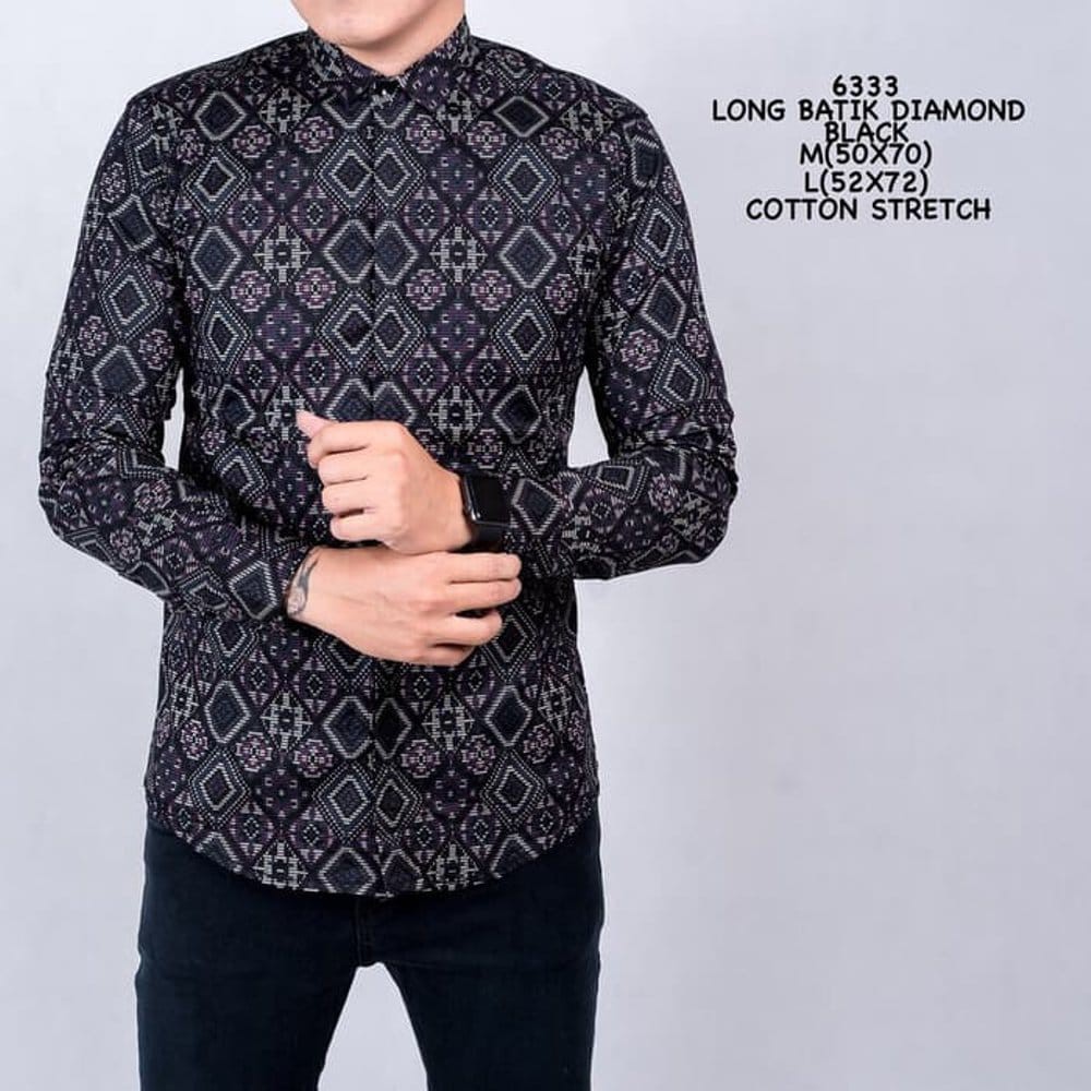 Baju Batik Pria Kemeja Batik Pria Lengan Panjang Modern Model