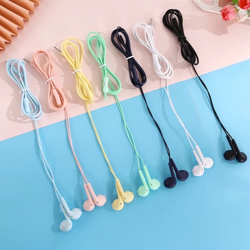 Earphone In Ear Sport Universal Noise Canceling Warna Macaron Dengan Kabel Jack 3.5mm + Mic