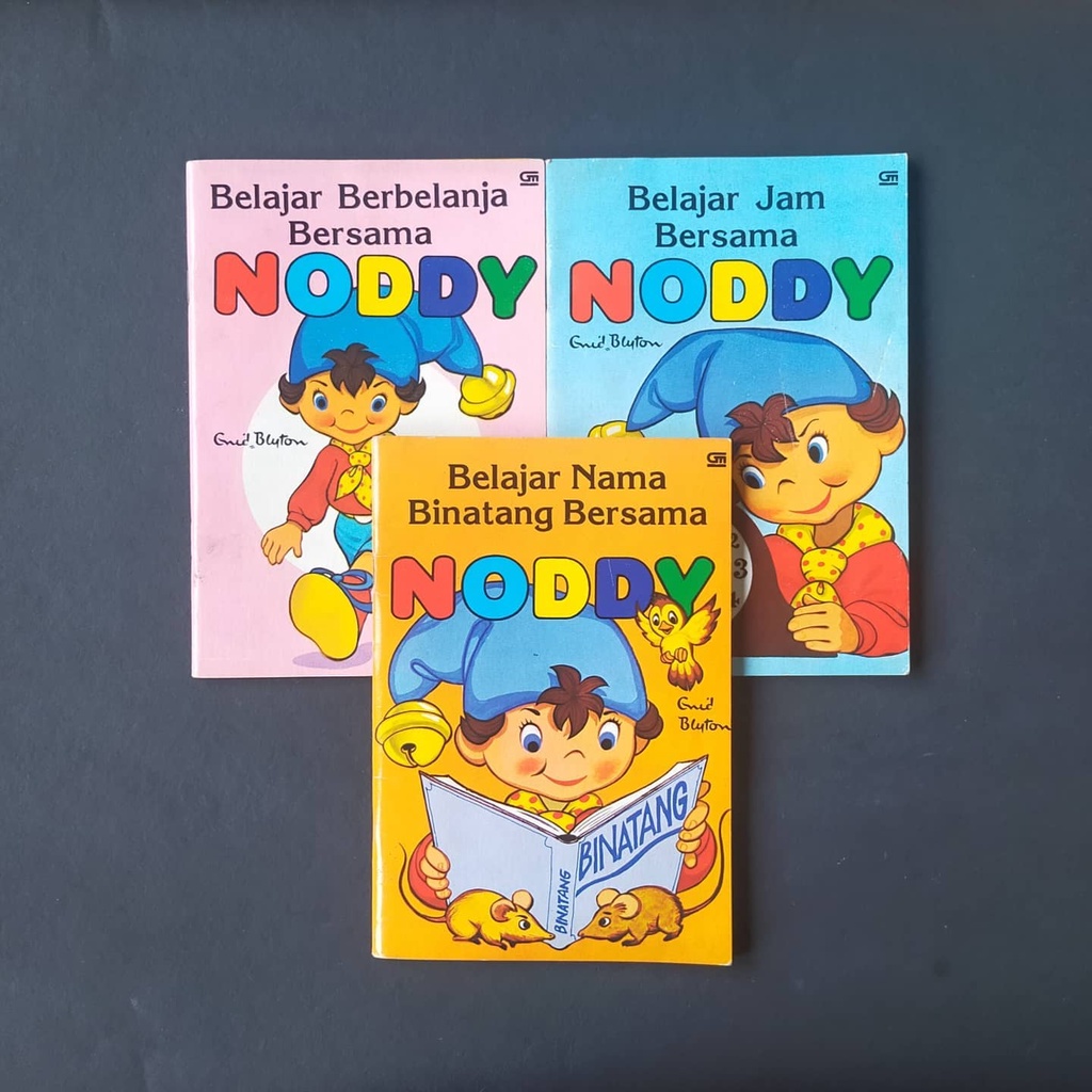 Buku Anak Langka Enid Blyton Seri Belajar Berbelanja, Jam, Nama Binatang Bersama Noddy
