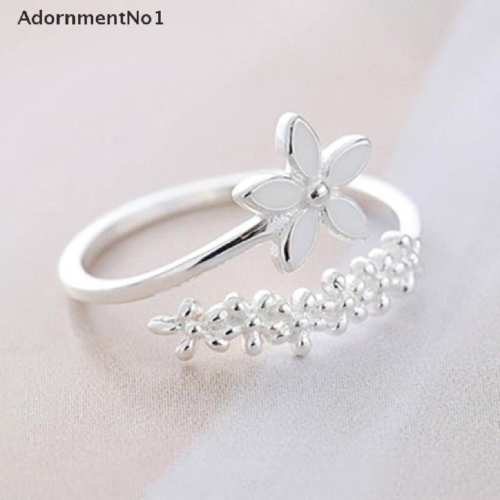 (AdornmentNo1) Cincin Terbuka Gaya Korea Motif Bunga Aksen Hollow Untuk Perhiasan Wanita / Hadiah