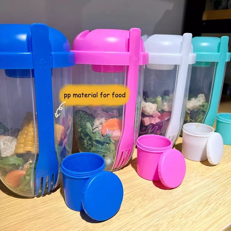 MASON Kotak Makan Siang Bento 1000ml Bahan Plastik Portabel Dengan Garpu Untuk Travel