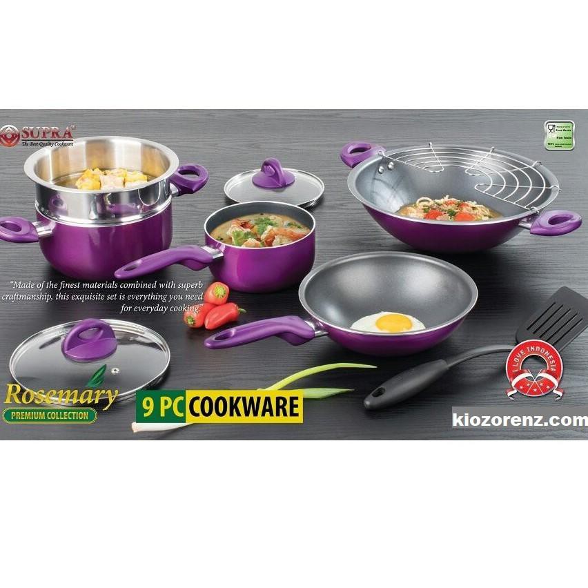 _ HIA PANCI SUPRA 9 Pcs Rosemary Supra Original Panci Set Supra Premium Cookware Set 6.180gr 