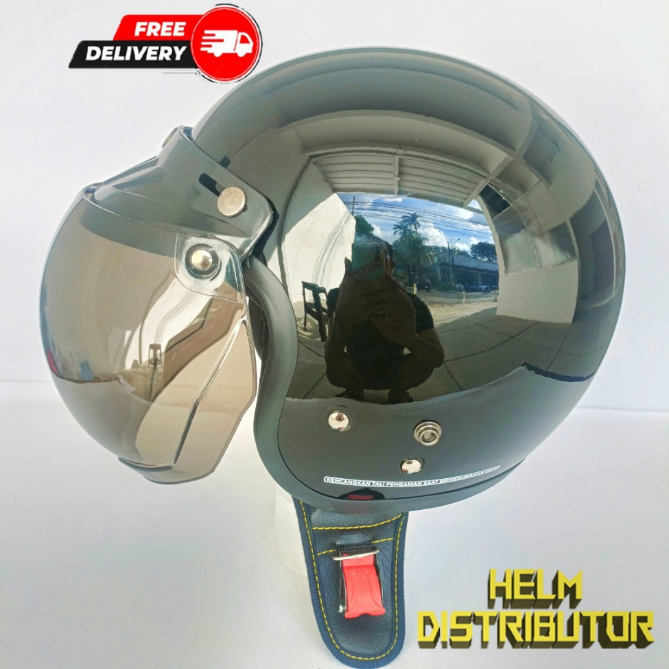 HELM BOGO RETRO KUALITAS PREMIUM KACA CEMBUNG FULL LEHER SNI DEWASA PRIA WANITA (COD)