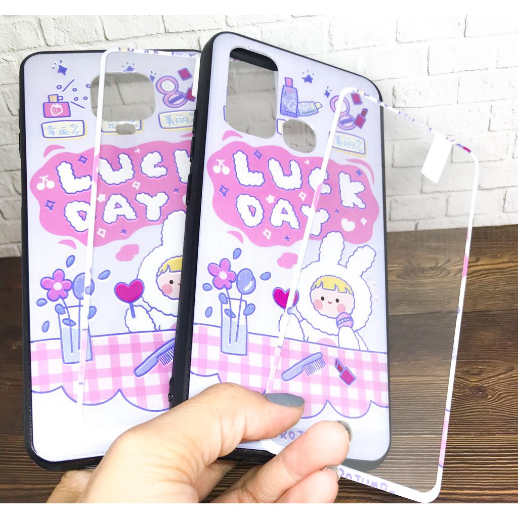 Softcase + Tempered Glass karakter Oppo A31 Neo 5,A33,A53,A3s,C1,A52 A72 A92,V5,A5s,A7,A12,A11k,Realme 2 Pro,U1,U2,5 Pro,5/5s/5i/C3,7,7i,C17,C11,C12,C15,Samsung J2 Prime,Vivo Y11 Y12 Y15 Y17,Y30 Y30i Y50, Y91C,Xiaomi Redmi 5A,8A 9,Note 9 HCTG 22