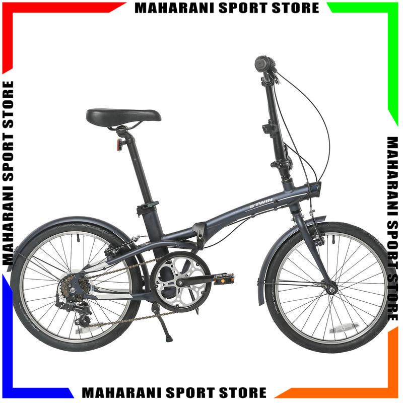 Sepeda Lipat Hoptown BTWIN Tilt 500 20" 7 Speed Dark Blue Biru Tua