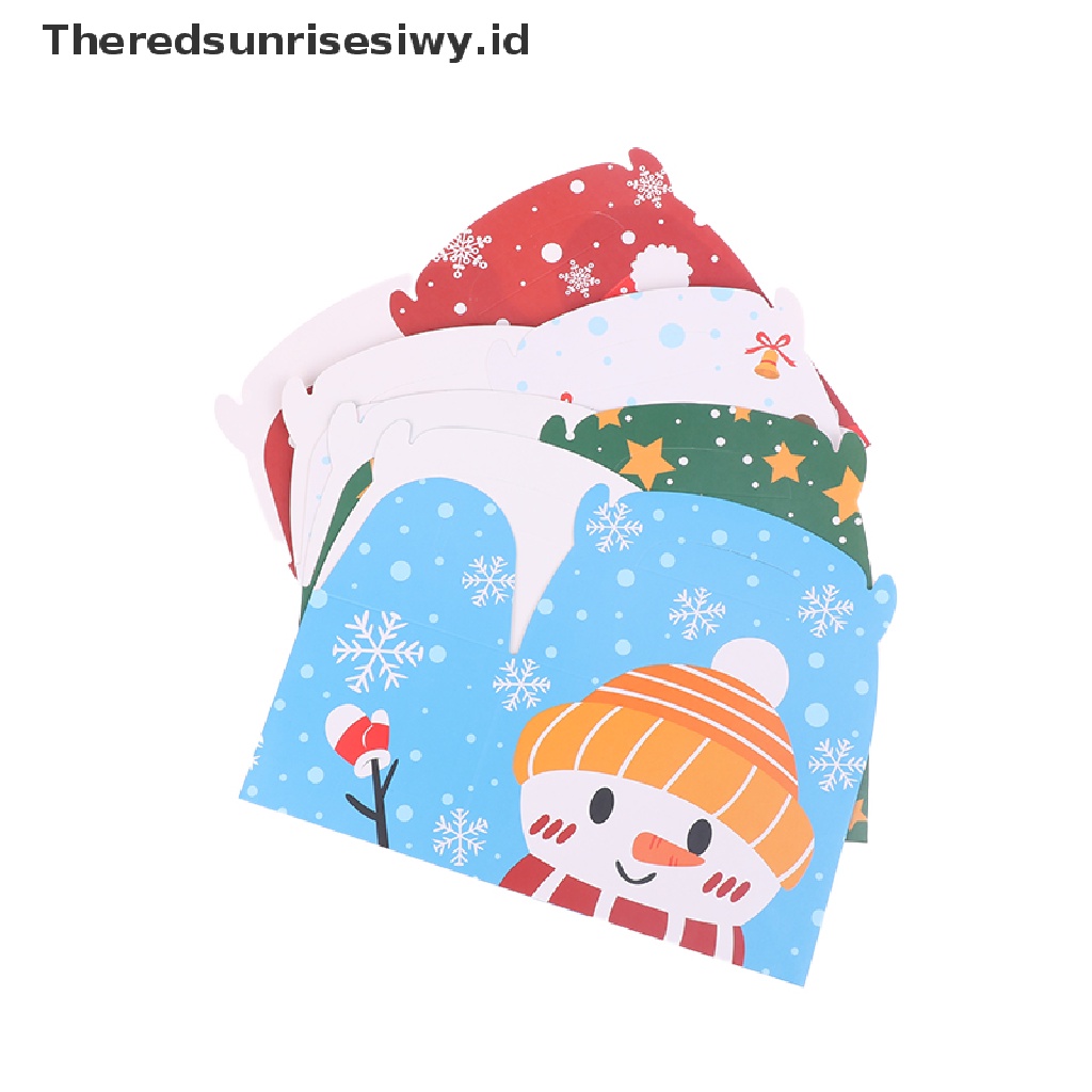 # Alat Rumah Tangga # 5pcs Kotak Kertas Kraft Motif Santa Claus Untuk Hadiah Natal