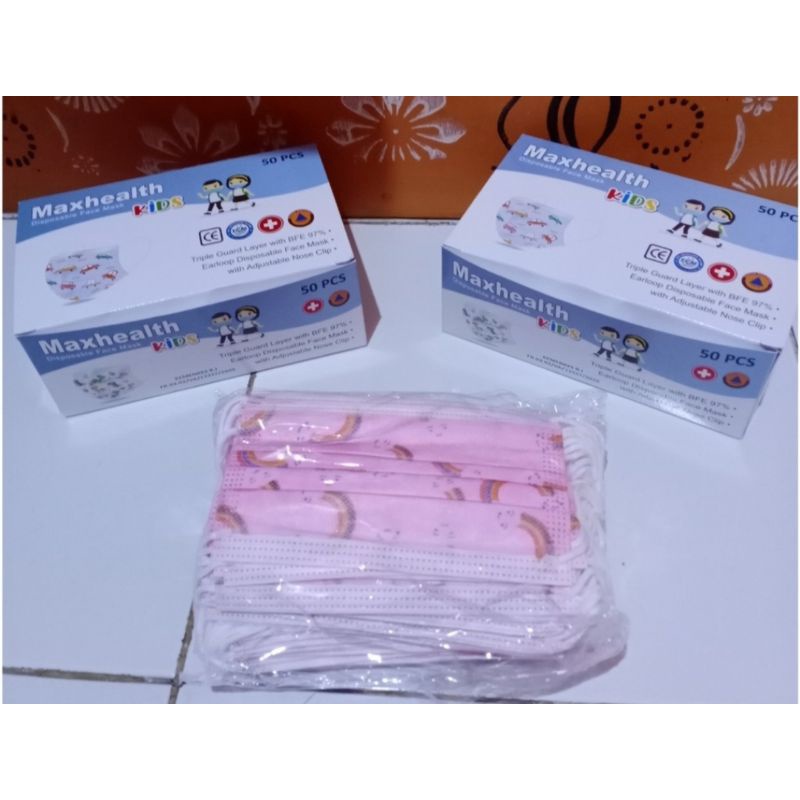 Masker Anak 3Ply Maxhealth Isi 50 3-14Tahun Medical Grade