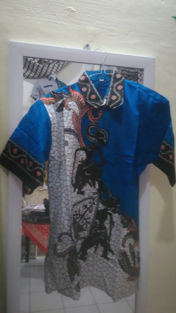 Bswart Batik Hrb026  Hem Pendek Wayang  Pekalongan M L Xl Batik Pria Murah Modern Grosir