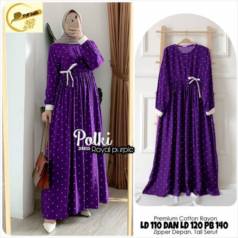 PN POLKI DRESS GAMIS RAYON MOTIF POLKADOT BIG SIZE JUMBO MURAH BUSUI KLOK LEBAR KUNING MUSTARD KUNYI
