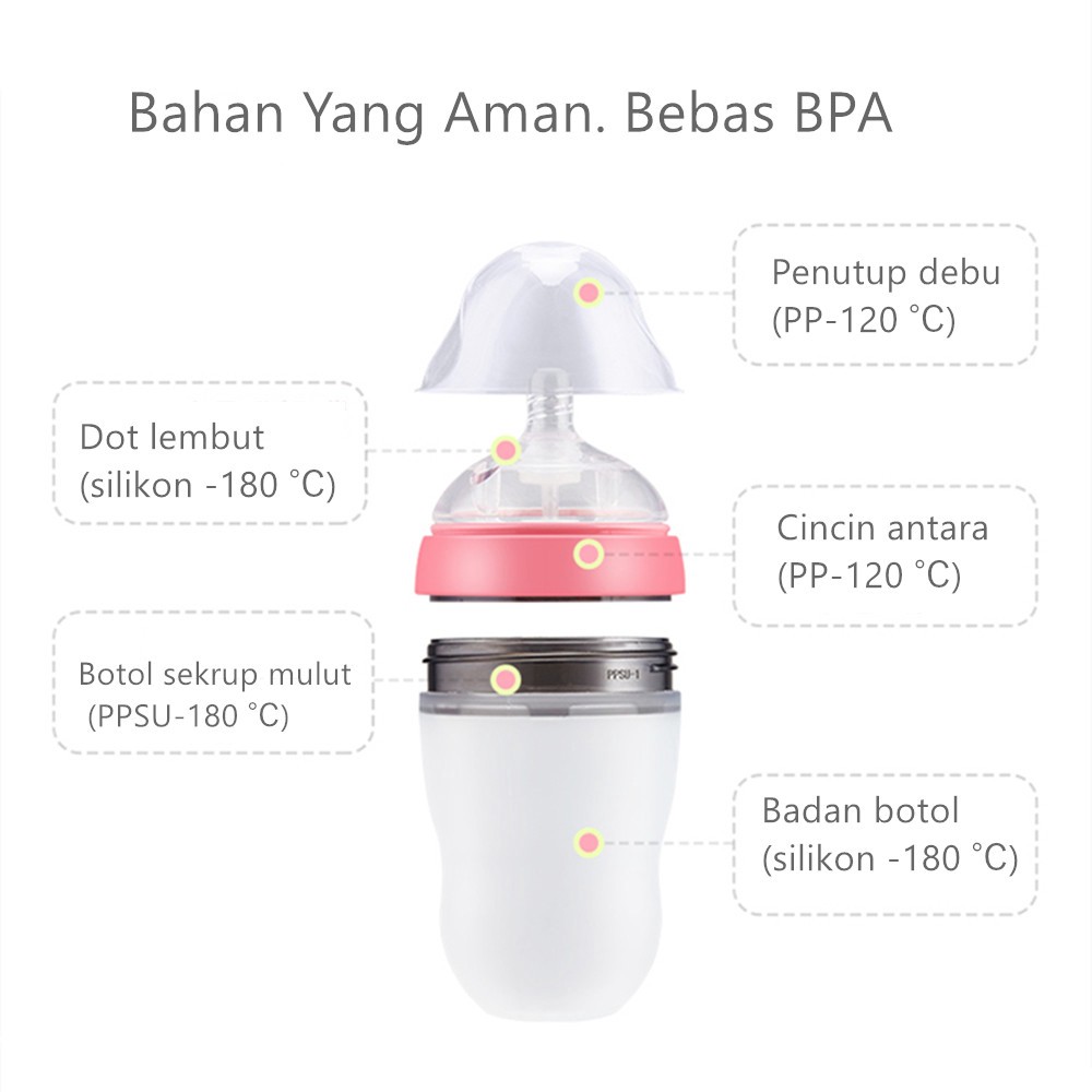 COD/Botol Silikon Bayi / Piko Bello Bayi Botol Susu / Botol Bayi Anti Kolik BPA Botol Susu Anti Kolik