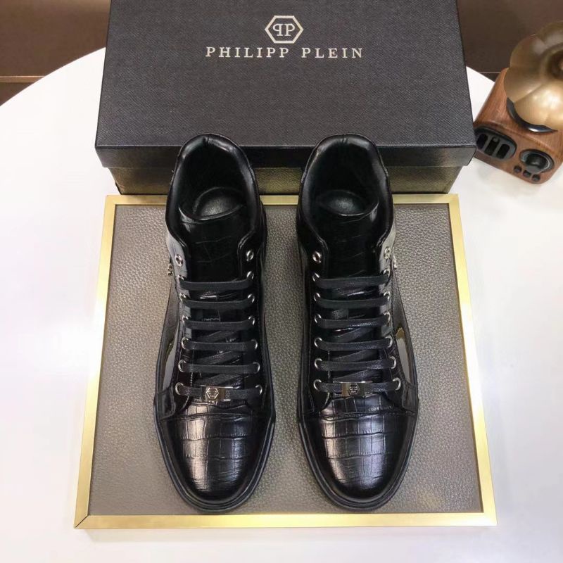 sepatu philipp plein sneaker boots pria mirror top Brand pp shoes men cowok hitam