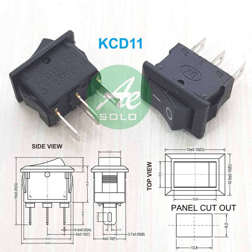 Saklar Gepeng Kecil 3 Pin Rocker Switch On Off Pipih KCD-11