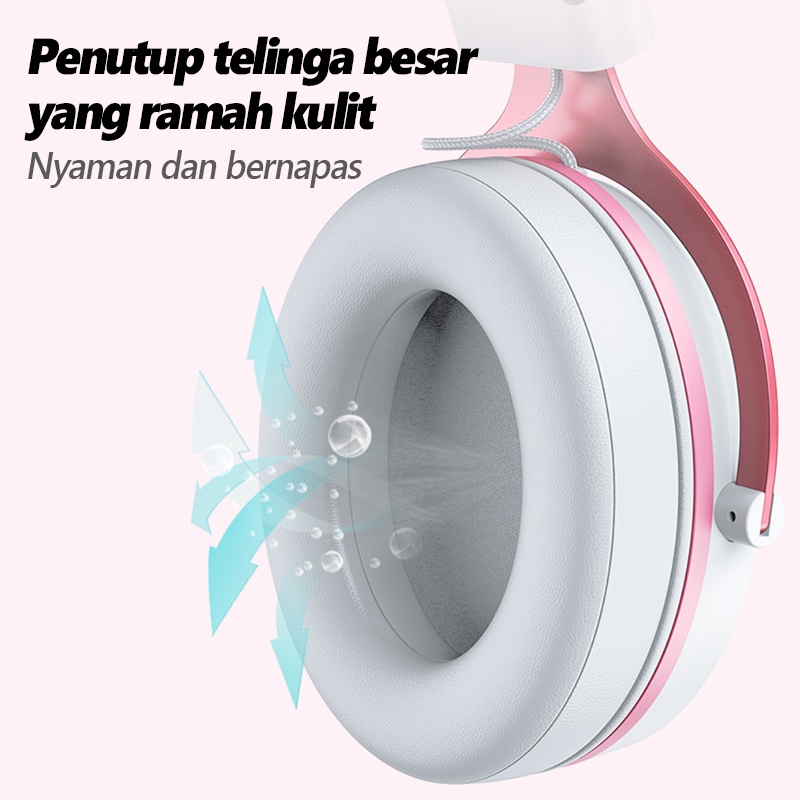 ONIKUMA X10 Pink Cute Cat Ears RGB Head-Mounted PC Gaming Headset RGB Earphone Pembatalan Kebisingan Headphone Gaming