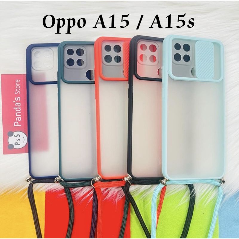 Oppo A15, A15s Softcase dove sliding camera + Tali Laynard [Premium]