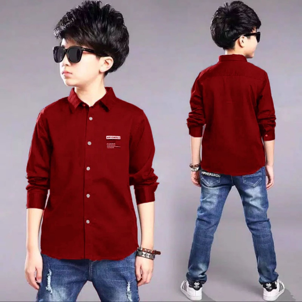 TC87 3WARNA/USIA 4-10TAHUN/KEMEJA KEREN DAN SIMPLE ANAK LENGAN PANJANG/HEM ANAK HANZO