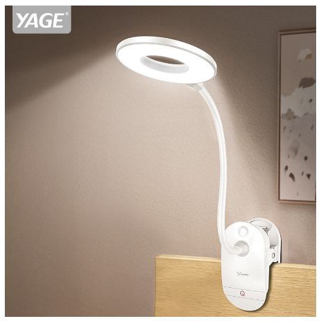 [LAMPU] - Yage Lampu Meja Belajar LED Clip Circle Design 5700-7300K - YG-T102 - White