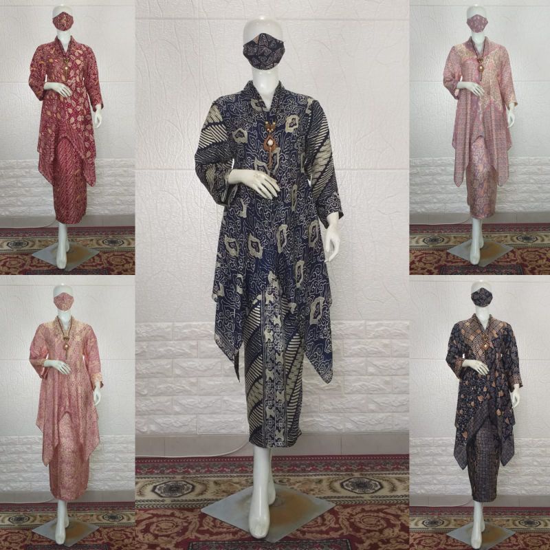 SETELAN BATIK WANITA + ROK INSTANT + TUNIK V ABAYA VISCOSE PREMIUM/SEMI SUTRA > 5084