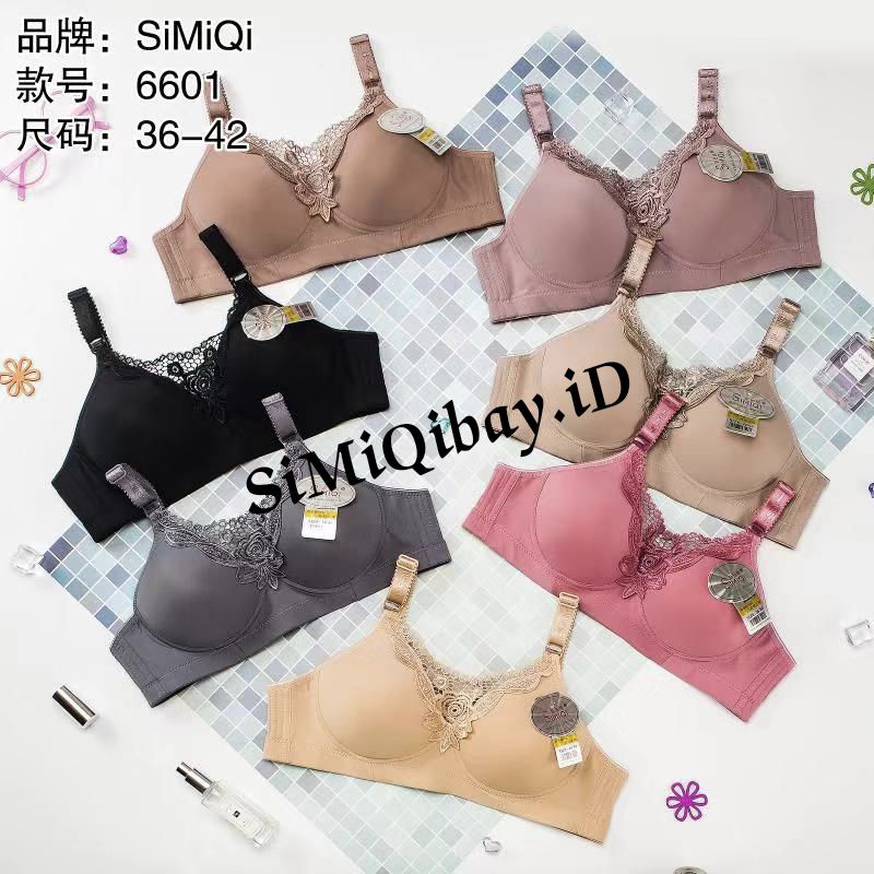 Bra Simiqi 6601 Bra Wanita Tanpa Kawat Kait 3 Busa Sedang SIZE 36.38.40.42 Cup Setara Cup B-C BH Har