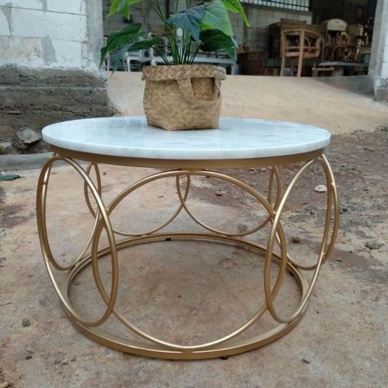 Meja tamu marmer bulat D 80cm