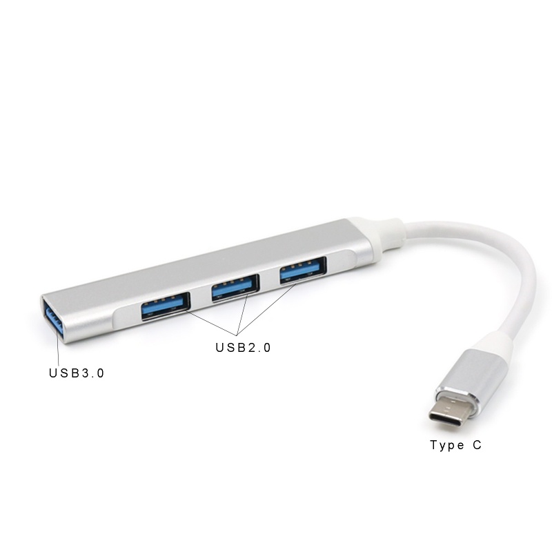 Cre Komputer Laptop Tablet 4port USB C HUB Tipe C Ke 3x USB 2.0+adaptor USB 3.0