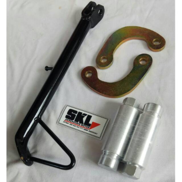 Standar samping panjang 28cm plus peninggi depan 8cm dan peninggi monoshock Vixion 5-6cm satu paket