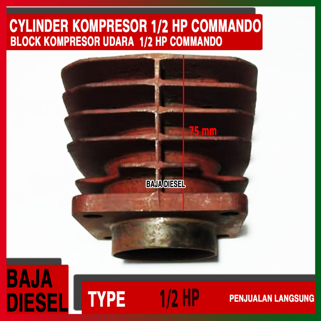 Cylinder Kompresor 1/2 hp Commando Blok Kompresor Udara