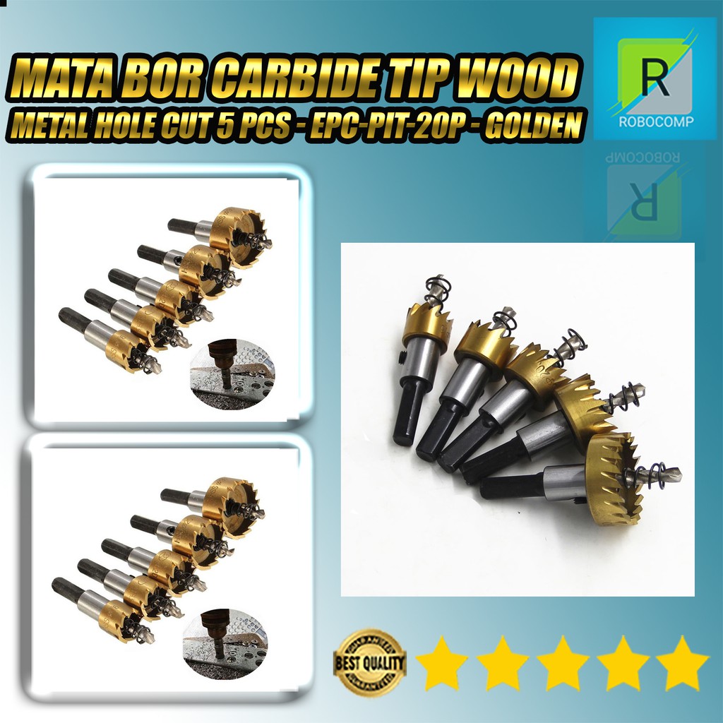 Mata Bor Carbide Tip Wood Metal Hole Cut 5 PCS BINOAX