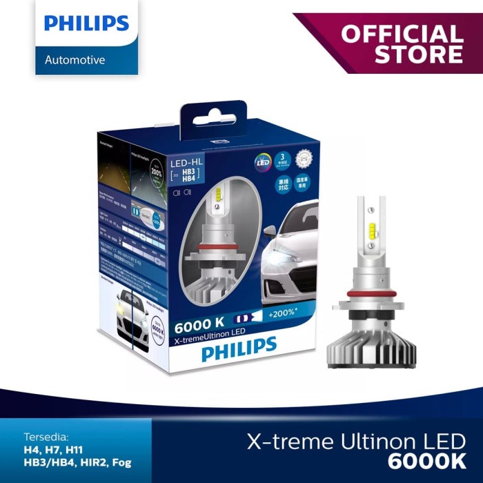 Philips Xtreme Ultinon LED HB3 / HB4 6000K Lampu Utama Putih
