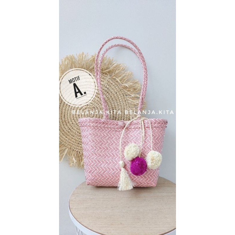 tas belanja hits tas anyaman plastik / tas wira