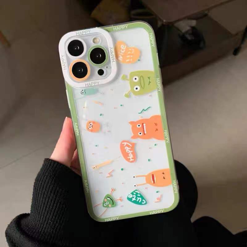 Soft Case Silikon TPU Transparan Motif Monster Untuk Iphone 12 13 SE 6 6S 7 8 Plus X XS XR 11 Pro Max