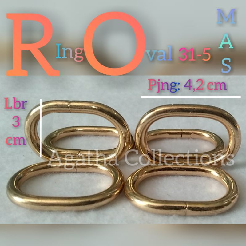 Ring Tas / Ring Oval mas 20mm,25mm,31mm per 2 biji