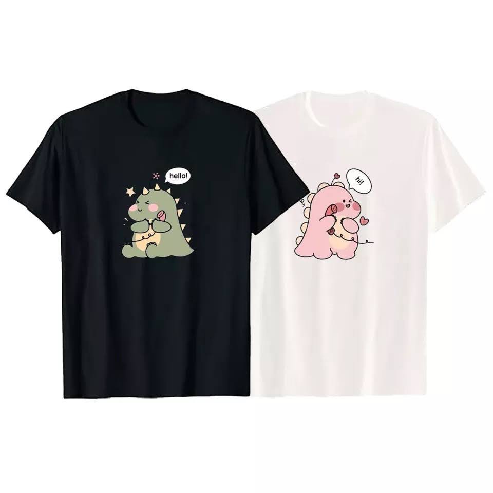 MYSTIQUE.ID-BAJU KAOS COUPLE DINO T-SHIRT LUCU DAN AESTHETIC