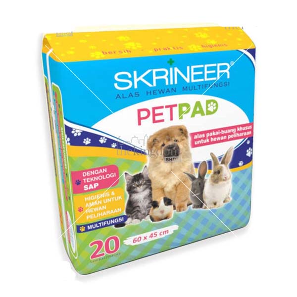 [20PCS] [60x45cm] [Perlak Hewan] Skrineer Petpad size 60x45cm isi 20pcs | Perlak Sekali Pakai Hewan