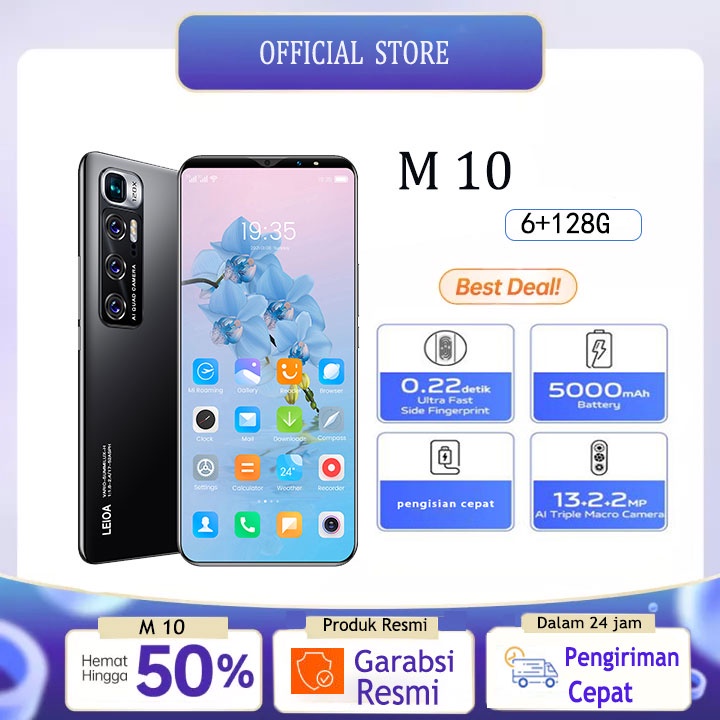 Hp murah cuci gudang  XIAM M10 Plus Android Handphone 6.1 Inch HD Layar 6GB RAM 128GB ROM 4800mAh 5G