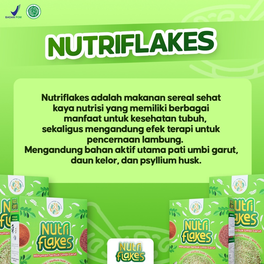 Nutriflakes Sereal Umbi Garut Asam Lambung Ekstra Daun Kelor Psyllium Husk Susu Etawa Madu Ampuh Atasi Masalah Lambung Maag Gerd Asam Lambung Gangguan Pencernaan Kemasan 280 gram