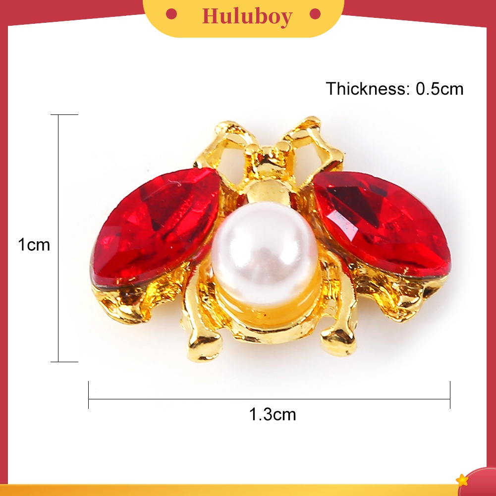 Huluboy Huluboy♡ 10pcs Ornamen Bentuk Lebah 3D Aksen Mutiara Dan Berlian Imitasi Untuk Dekorasi Manicure