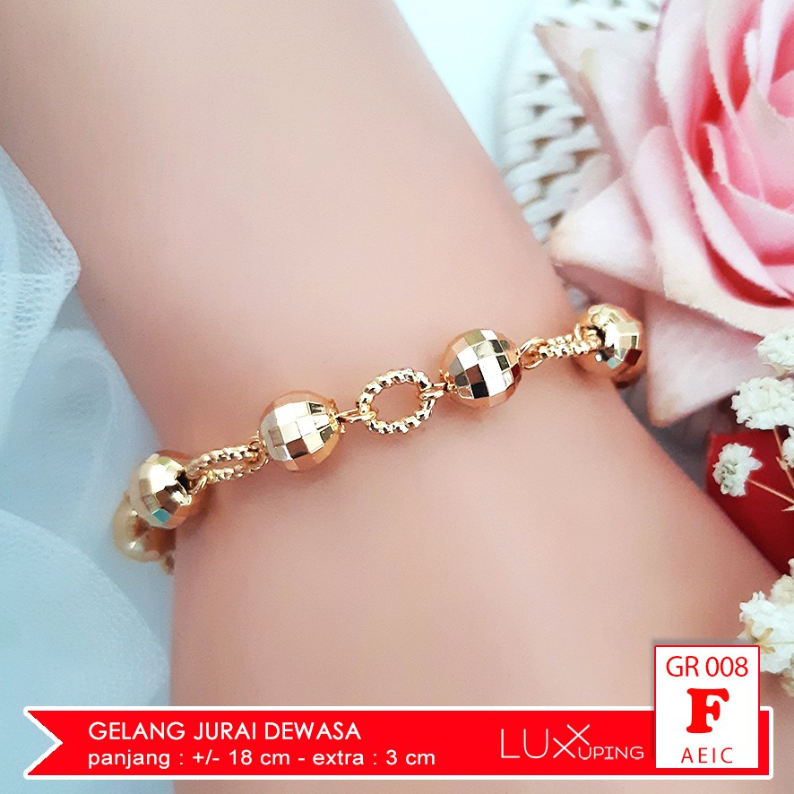 GR 008 Gelang Tangan Jurai Charm Bola Boba Perhiasan Lapis Emas Imitasi Aksesoris Korea Love Cinta Gelang Xuping Gold Luxx Xuping